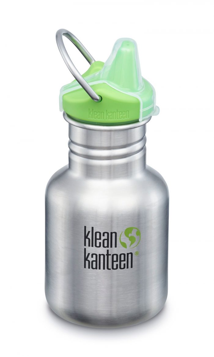 klean kanteen tuitbeker brushed stainless met groene dop