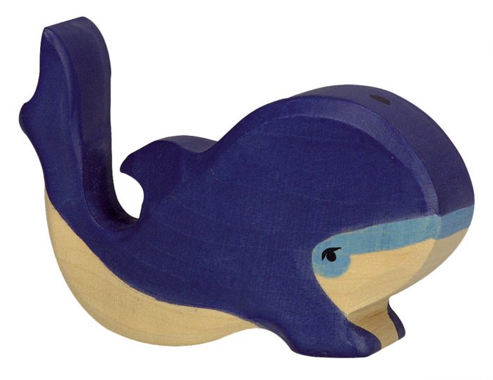 holztiger houten blauwe walvis klein