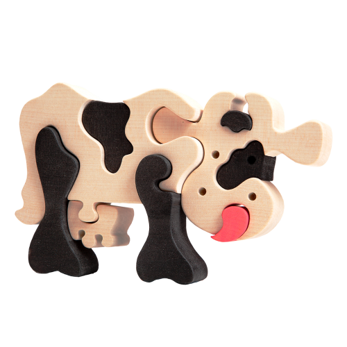 fauna grote vormpuzzel koe zwart-wit