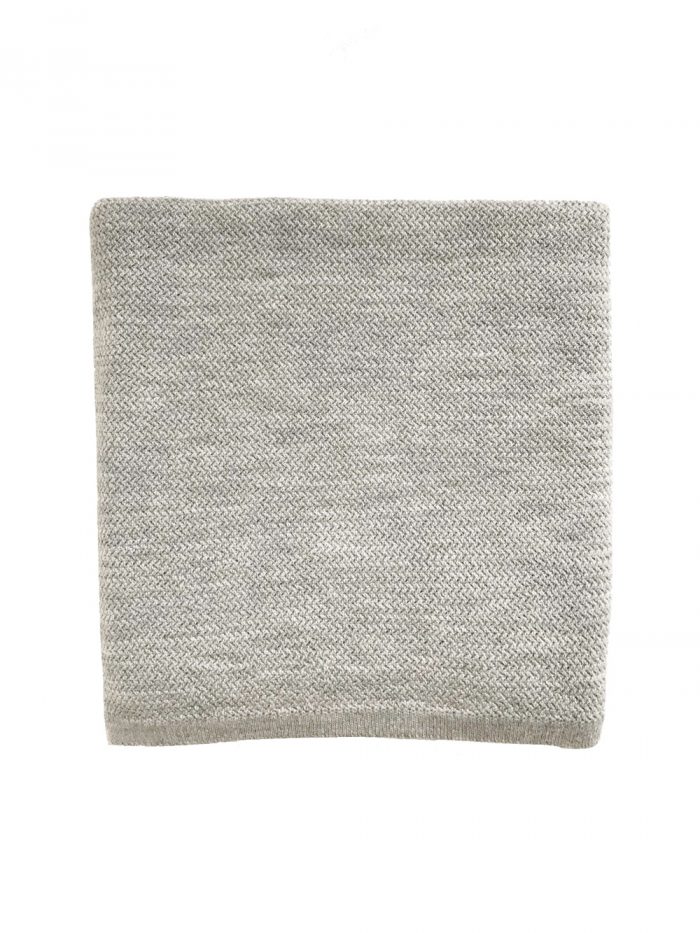 Hvid Merino Wol Wiegdeken  Coco - grey melange