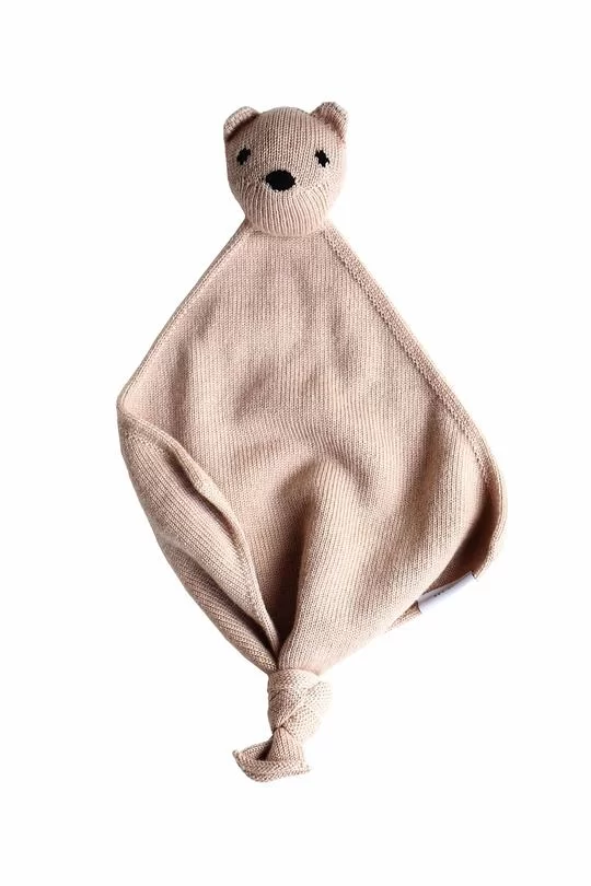 Hvid Merino Wol Baby Knuffeldoek Teddy Toki – blush