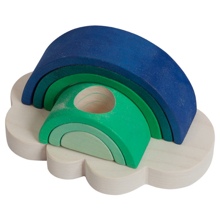 fauna milk tooth holder, blue and green rainbow