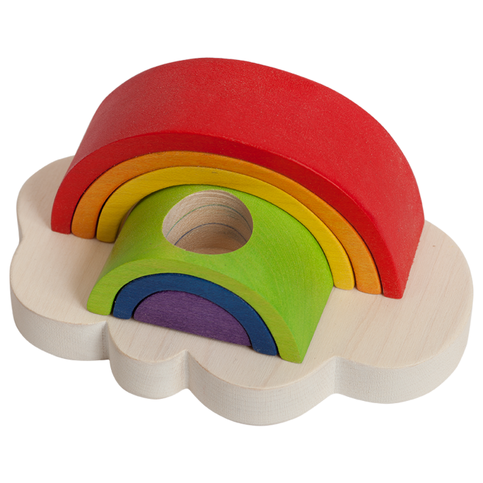 wooden rainbow milk tooth holder