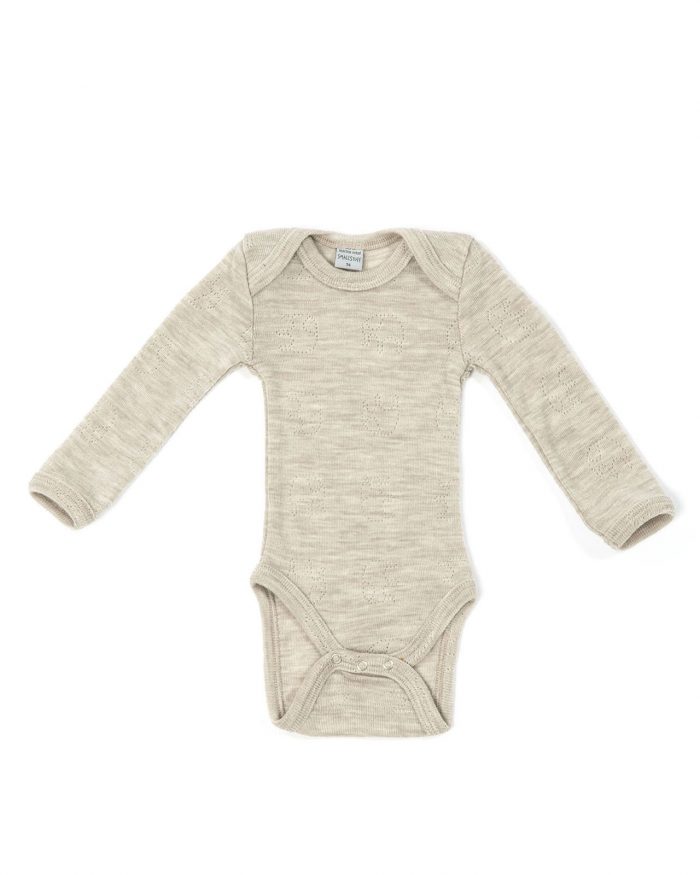 Smallstuff Wollen Romper - Ajour Olifant Motief - beige