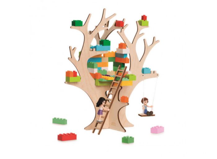 beautiful wooden tree that is compatible with lego