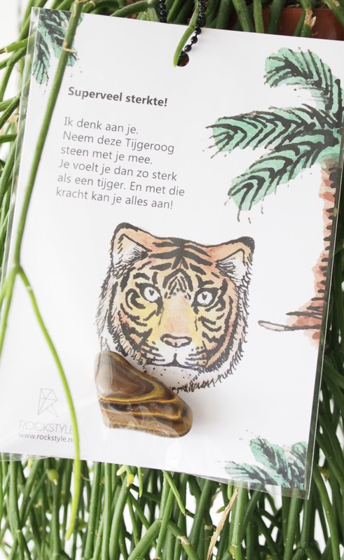 rockstyle tijgeroog met tekening tijger en gedicht