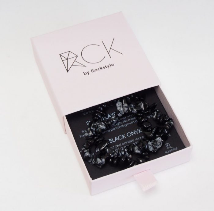 rockstyle armband snowflake obsidian & onyx verpakking