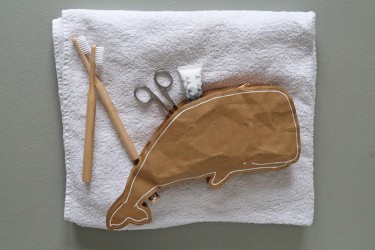 the zoo pencilcase whale brown with scissors and pencils