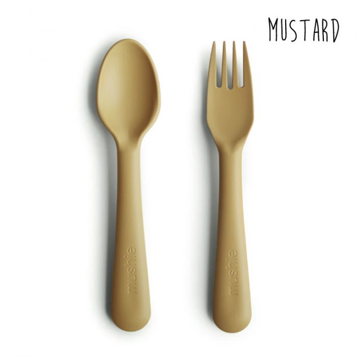 Mushie Fork and Spoon Set (Mustard)