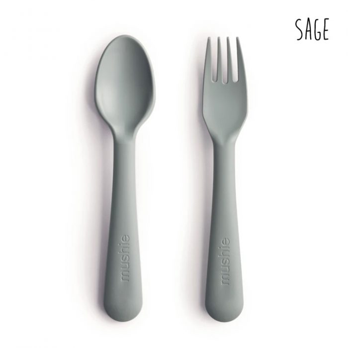 Mushie Fork and Spoon Set (Sage)