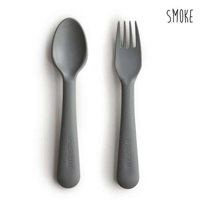 Mushie Fork and Spoon Set (Smoke)