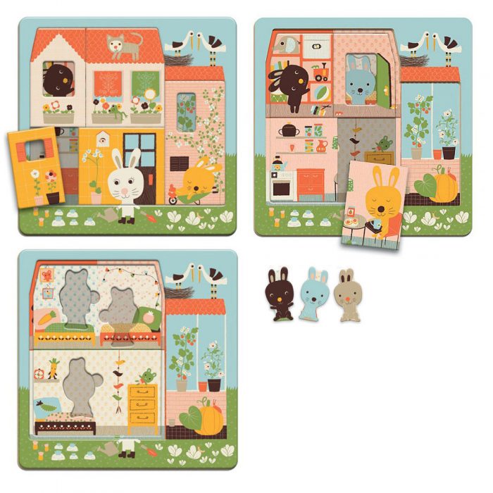 Djeco 3 Layers Puzzle - Chez-Carot Rabbit Cottage
