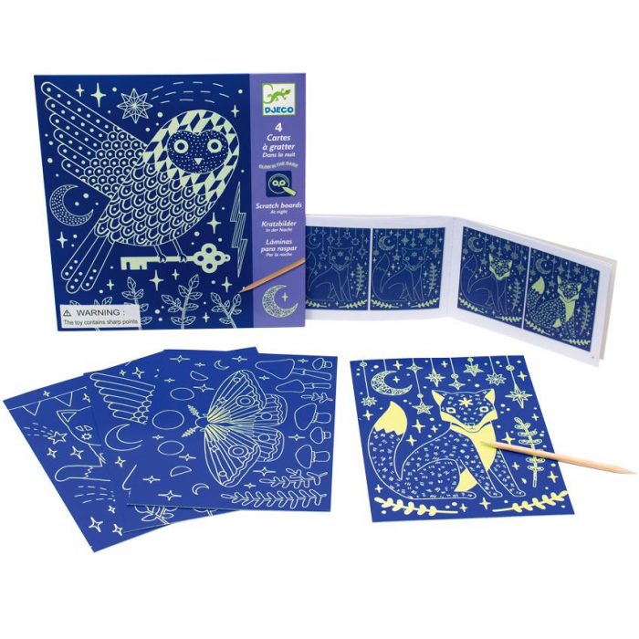 Djeco Glow In The Dark Scratch Cards - At Night