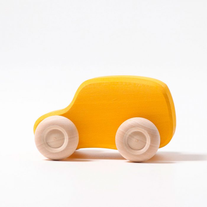 Grimms wooden car yellow