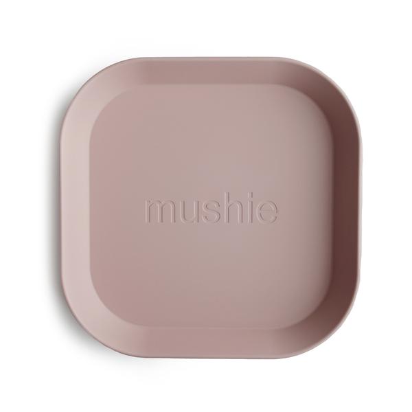 blush colored square plate