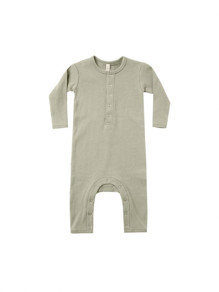 Geribbelde baby jumpsuit salie Quincy Mae