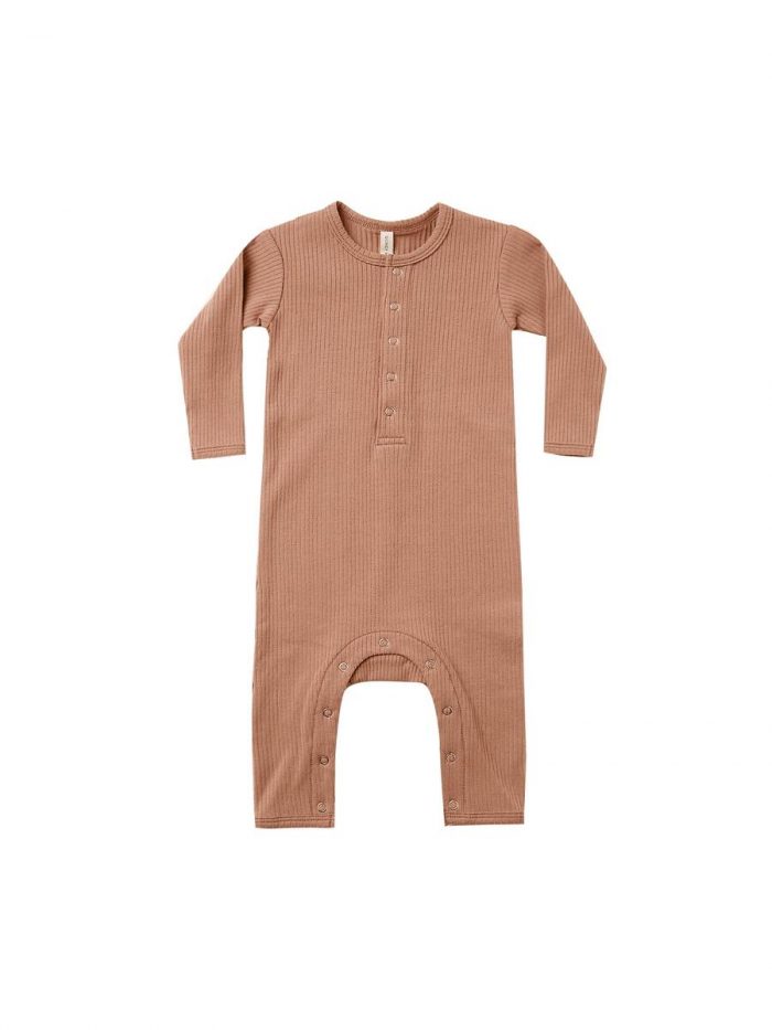 Geribbelde baby jumsuit terracotta Quincy Mae