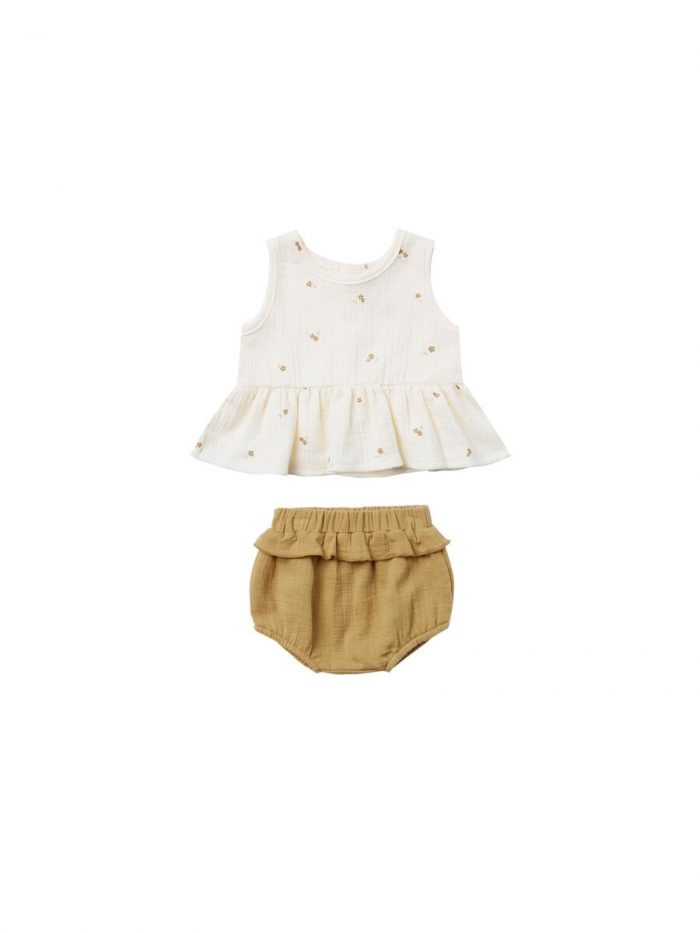 Mouwloze peplum set ivoor-goud Quincy mae