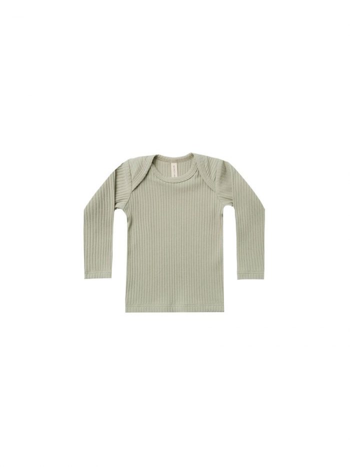 Geribbeld longsleeve t-shirt salie Quincy Mae