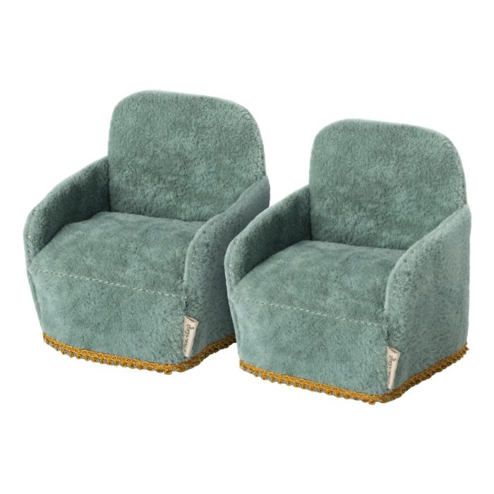 maileg set van twee stoelen muis groen