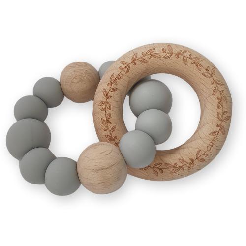 Chewies Engraved Rattle Light Gray