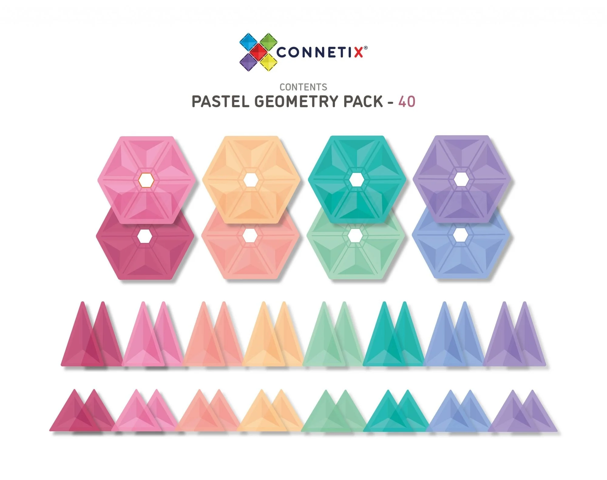 Connetix Tiles Pastel Geometry Pack - 40 stuks