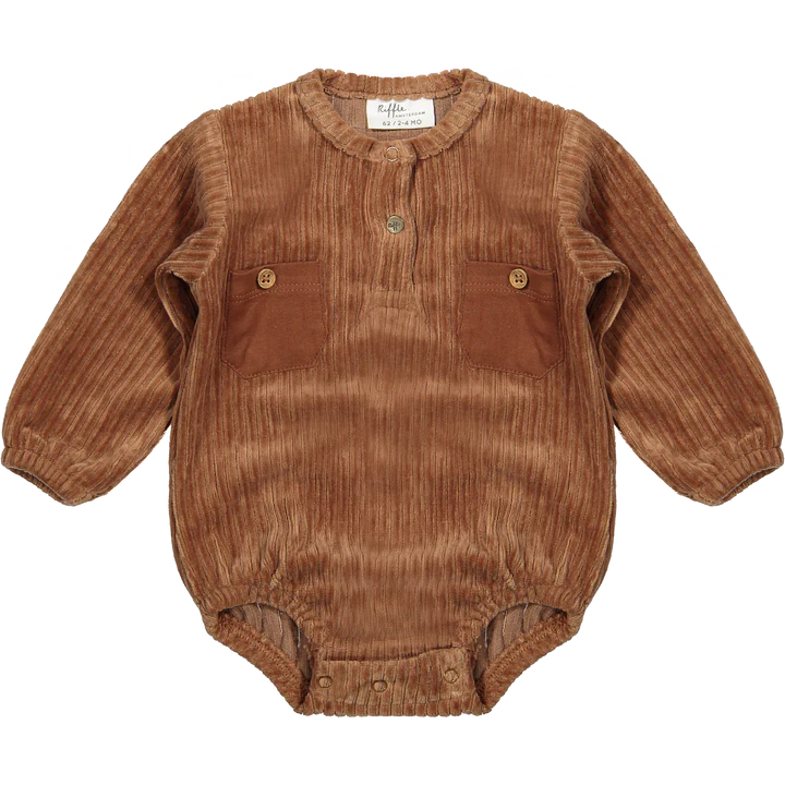 Riffle Romper Lewis Corduroy Rib Brown