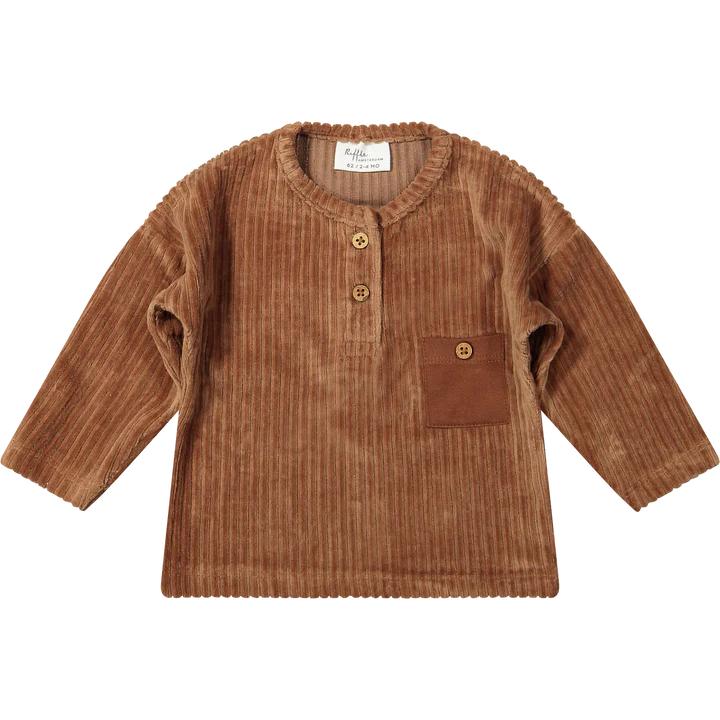 Riffle T Shirt Moon Lsl Corduroy Rib Brown