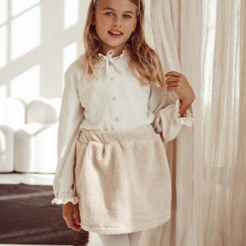 Two You Label - Two In One Teddy Skirt Teddy Beach And Taupe Velvet Rib